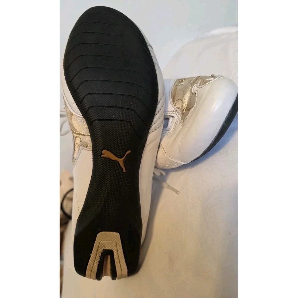 Puma Speed Cat Womens Size US W8 Low White Leather W Gold Netting Sneakers‎